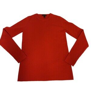 J Crew Women's Size M Merino Wool Red Ribbed Long Sleeves Crew Neck Sweater
